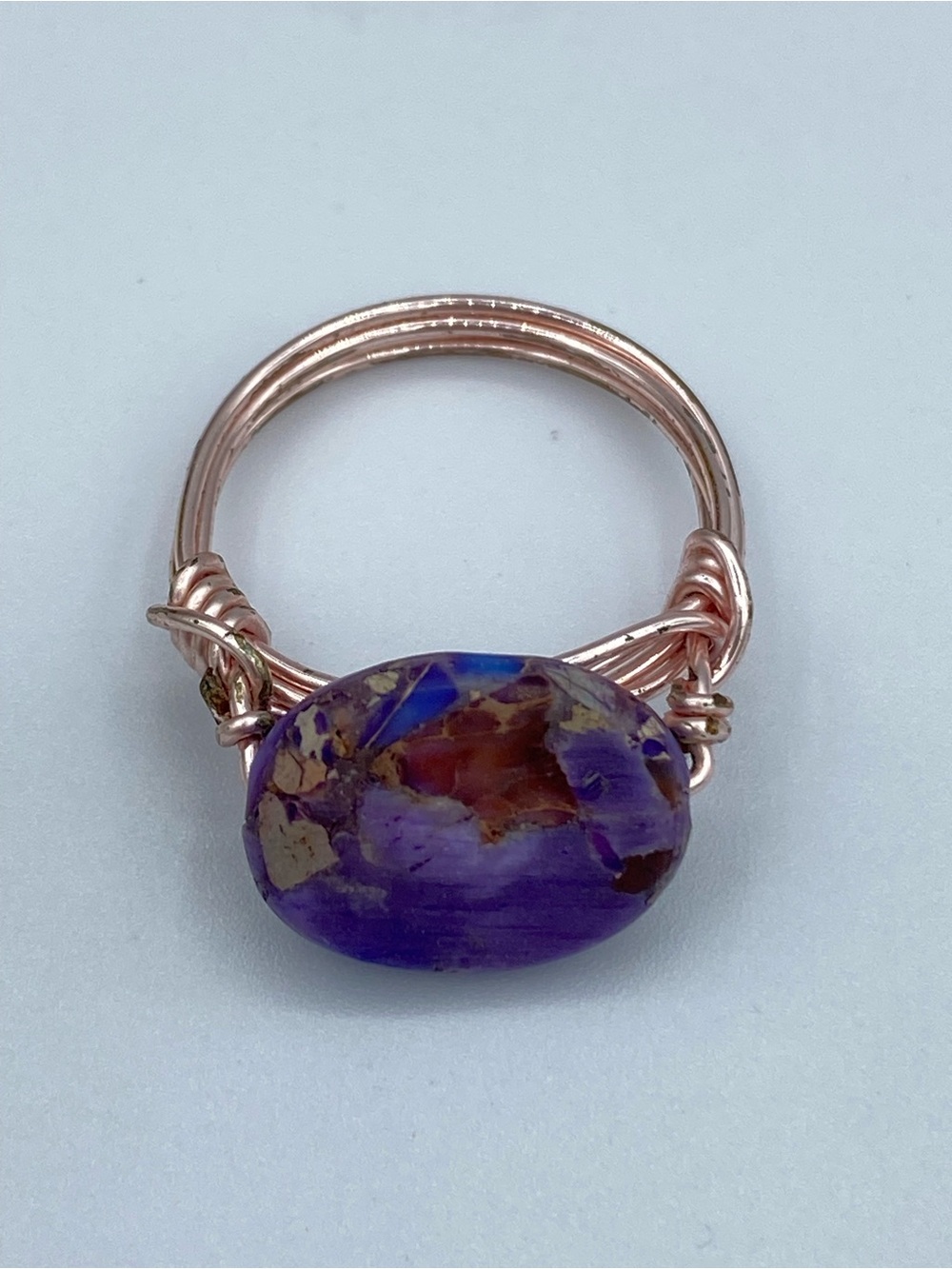 Gorgeous Mojave Purple Copper Turquoise Wrap Ring